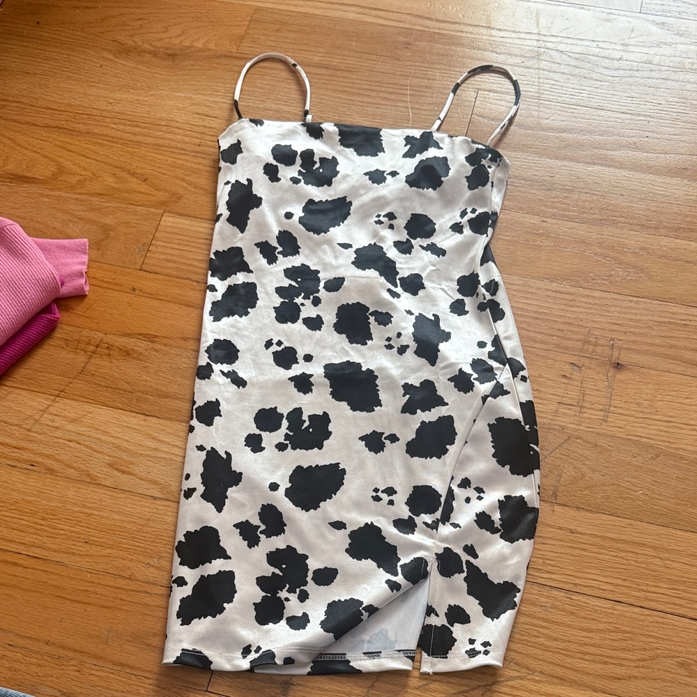 Black and White Cow Print Dress